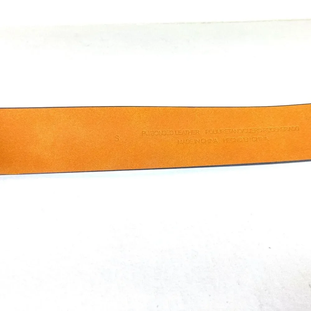 Target Women's New Belt Size S Black PU Bonded Leather Gold Buckle 1-1/2